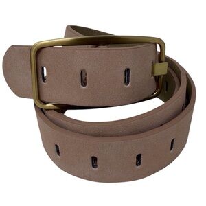 Women's Slotted faux Suede Belt blush color w/brushed gold-tone buckle size L